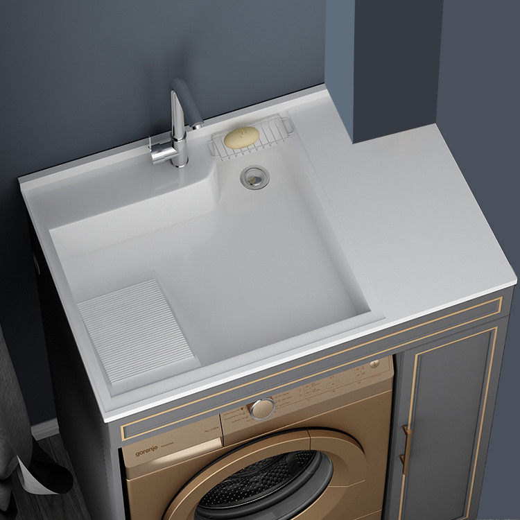 Space Aluminum Small Family Type Laundry Cabinet Combined Balcony Washing Machine Integrated Terrace Basin Cabinet Washbasin Overall Custom Companion-Taobao
