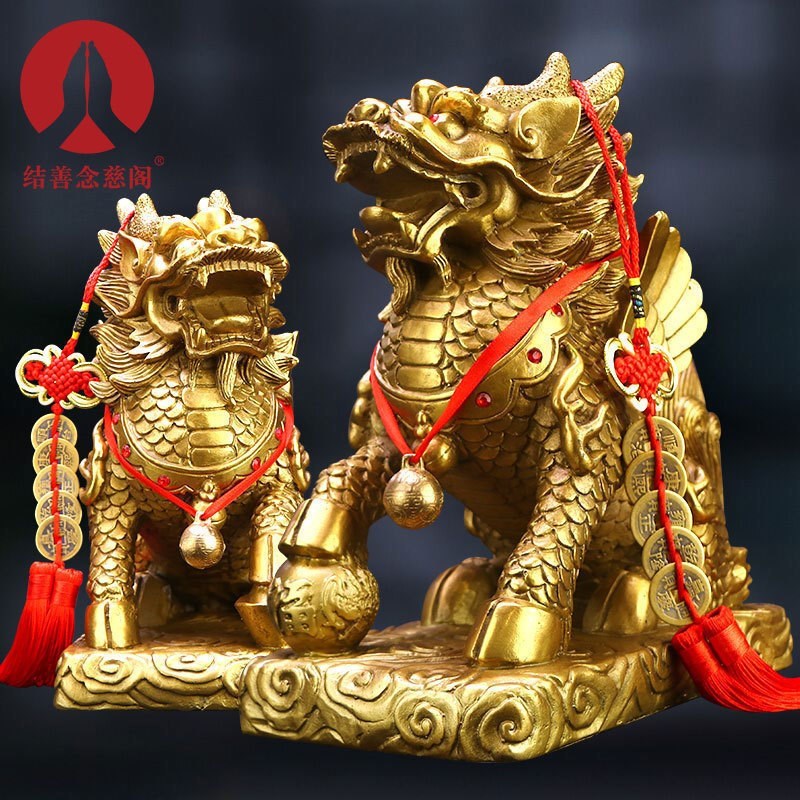 Kirin Ornament A Pair Of Pure Copper All Copper Pixiu Bedroom Living Room Home Decoration Decoration Store Opening Gift Congratulations