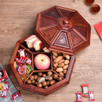 Zambia blood sandalwood fruit plate new Chinese style living room household mahogany dried fruit box divided solid wood fruit melon seeds candy box