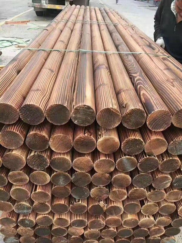 Custom-made anticorrosive wood carbonized wood Citi pine shot pine cylinder log column ancient building beam column solid wood square