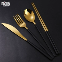 Черное золото [нож+вилка+ложка+палочки для еды] четырех -купоток