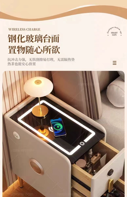 Bàn cạnh giường ngủ nhỏ thông minh gỗ nguyên khối đơn giản hiện đại ánh sáng sang trọng phong cách kem bàn cạnh giường ngủ mini siêu hẹp nhỏ 25 cm tủ nhỏ đầu giường