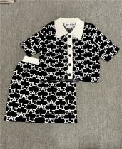 LAGA Letters Polo Collar Short Knit Hot Girl Fashion Suit 100 Hitch Body Wrap Hip A-word dress short dress T