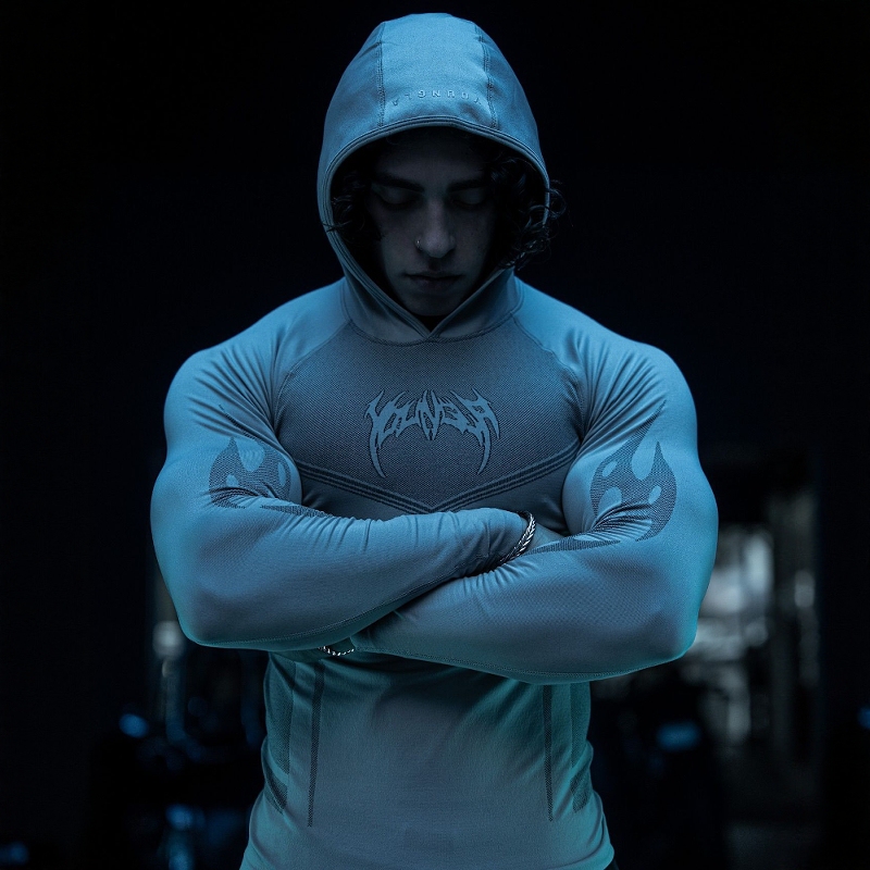 Youngla Warrior Tight Hoodie Jogger Gym Sports Fitness Stretch Sweatshirt Training Jacket