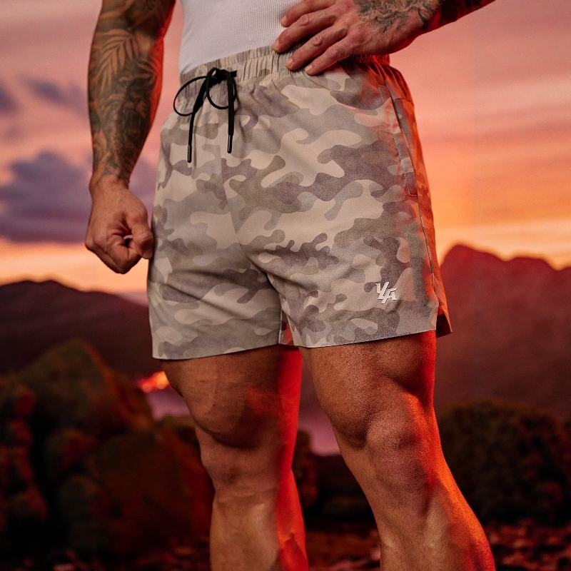 Young La Men's Shorts Sports Fitness 2-in-1 Double Layer Shorts Outdoor Jogging Training Elastic Sports Pants