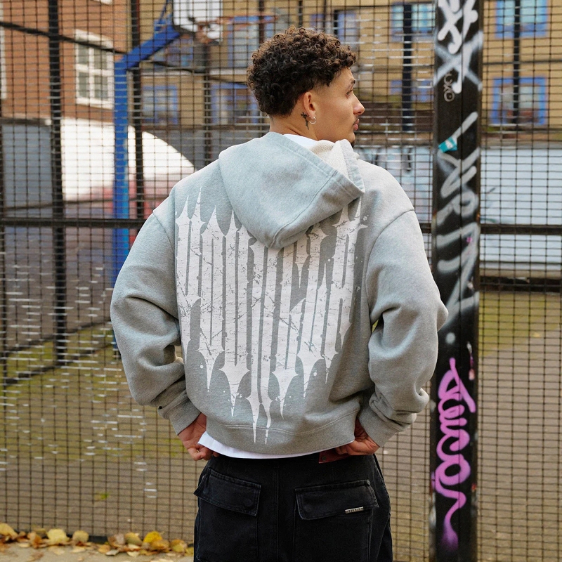 Youngla American Style New Men's Zip-Up Sweatshirt Jacket Jogging Sports Fitness Printed Casual Hooded