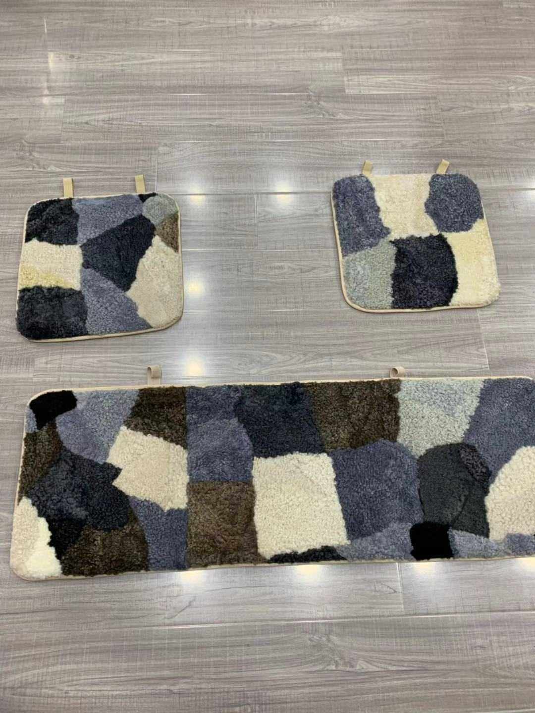 Fur wool fur one wool front row rear car three pieces of plush cushion chair mat large sofa mat