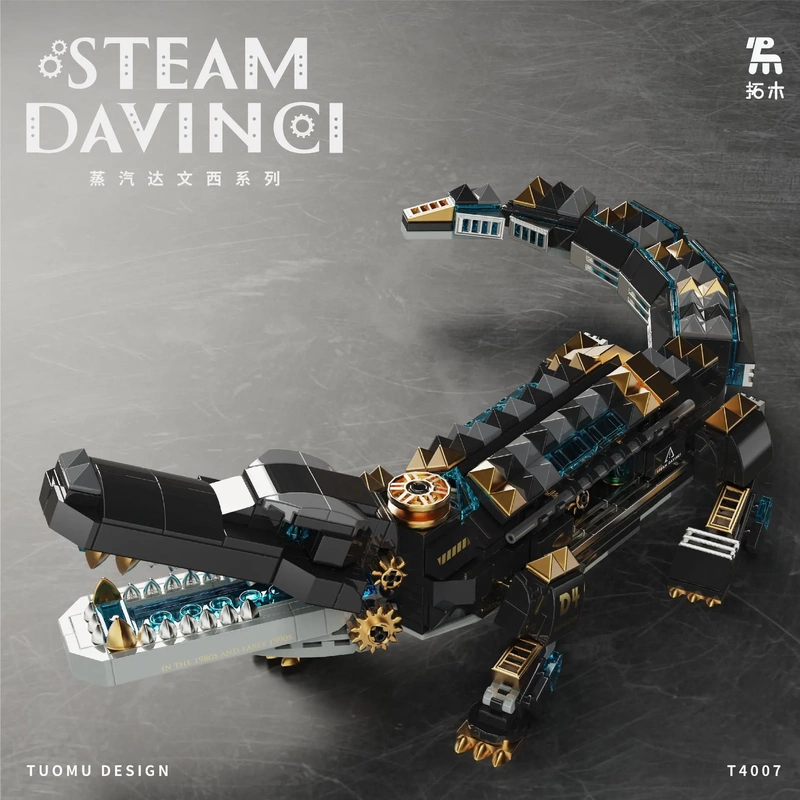 Tuomu T4007 Heavy Armor Megalodon Steam Da Vinci Series 8 Building Blocks 6 Decorations Trendy 9 Toys