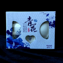 2005 Folk green flower porcelain bowl with tablespoon (a set of two bowls of two tablespoons) trendy fashion collection