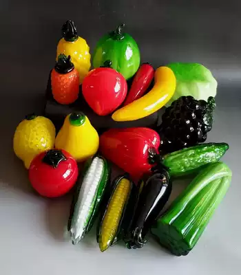 Inventory: 70s export foreign exchange earning period pure hand glass feeder old glass vegetable fruit ornaments