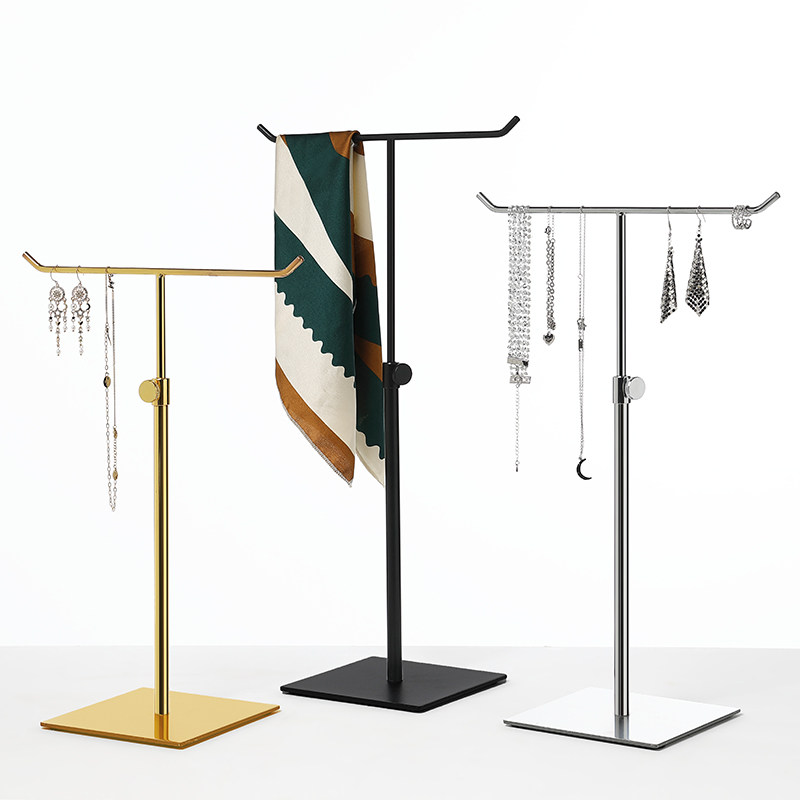 Tword silk towels display rack hanging bag rack brace stainless steel clothing shop tie bag rack scarf ornament display shelf-Taobao