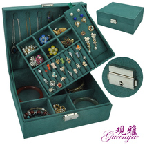 Anti-jewelry oxidation earrings earrings necklace storage box with lock jewelry jewelry box simple dust-proof finishing box household