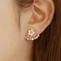 925 sterling silver stud earrings female sweet back hanging flower stud earrings Korean temperament earrings hypoallergenic ear jewelry