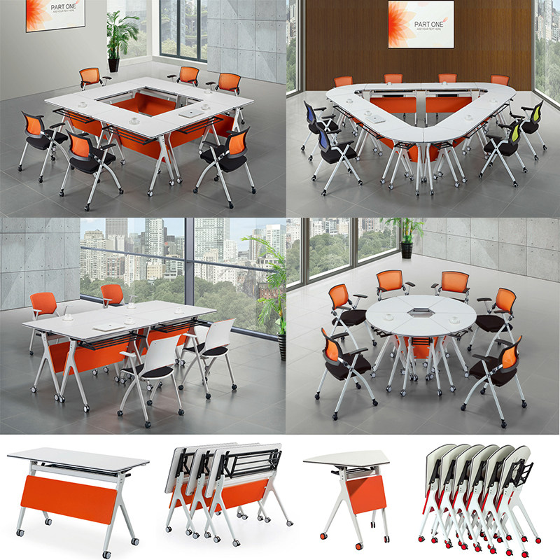 Multifunctional folding conference table training table combination splicing table mobile desk with wheels training table and chair folding table