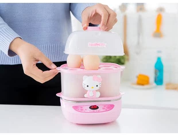 Dễ thương phim hoạt hình nhà bếp sáng tạo nồi hơi trứng đôi hấp trứng sữa trứng hấp bun hấp là linh hoạt đôi - Nồi trứng nồi lẩu mini có nấu cơm được không