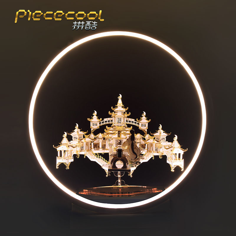 Parquet assembled model led display lamp 3D Cubism puzzle lamp holder metal toy display lamp minimalist ring