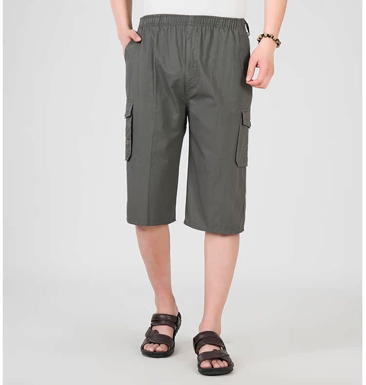Quần cotton cắt quần nam trung niên quần cao eo lỏng lẻo quần nam mỏng phần cha quần cotton 7 quần quần nam loại đẹp
