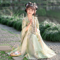 Childrens Hanfu Girls Summer Tang Suit New Chinese Dress Ancient Style Ru Skirt National Style Super Fairy Ancient Costume 2024 New Style