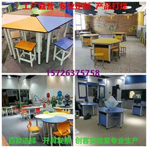 Student Hexagonal Desk Hexagonal Desk Maker Classroom Desk Chair Color Combination Desk Splicing Polygonal Table Trapezoidal Table