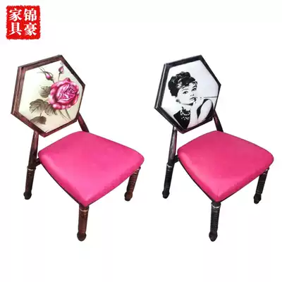 Wrought iron hexagonal chair Retro industrial style dining chair Simple cafe dining chair custom duck egg chair Hot pot shop table and chair