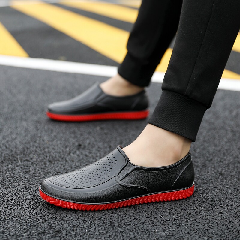 Fashion Short Drum Rain Shoes Men's Four Seasons Shoes Low Help Non-slip Kitchen Working Shoes Carwash Fishing Rubber Shoes Waterproof Shoes Men