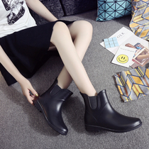 Fashion Season Rain Shoes Women Han Edition Short Drum Warm Rain Boots Waterproof Non-slip Middle Cylinder Kitchen Work Abrasion Resistant Water Shoes Woman