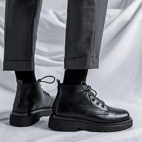 Martens, черные осенние челси в английском стиле, из натуральной кожи