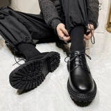 INS Martin Shoes Men's Low Help British Style Retro Black Leather Korean версия увеличивает рабочие кожаная обувь Tide Business Leisure