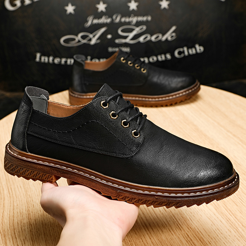 Casual leather shoes men's British Korean shoes tide shoes all-match trend black business dress autumn Martin boots tooling