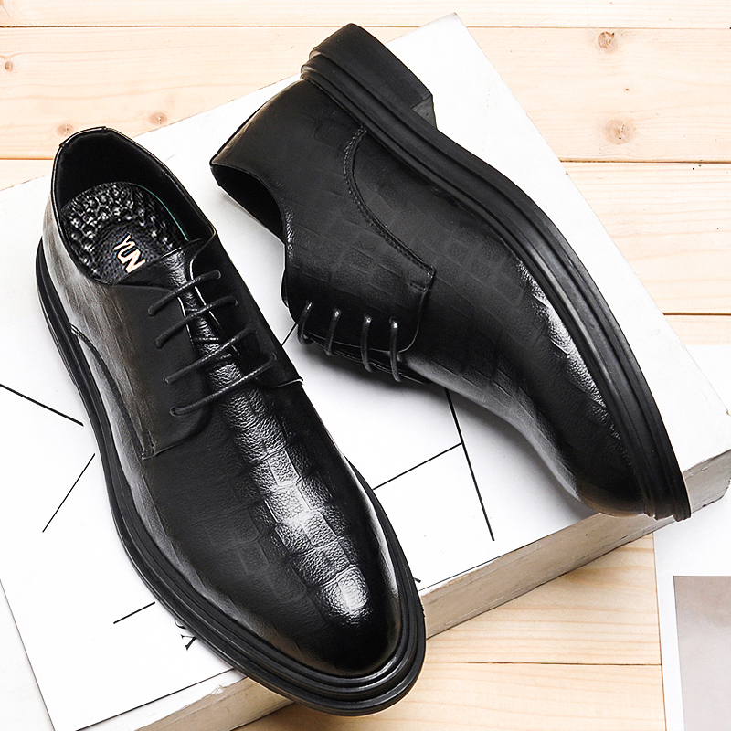 Leather shoes men's business formal leather men's shoes inner heightened autumn and winter breathable Korean version of British black casual shoes