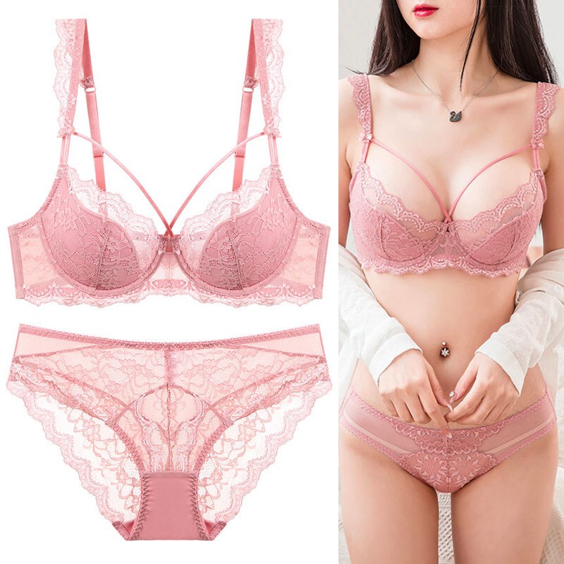 Breathable Push-Up Bra Set for Large Busts, Thin Cotton, Anti-Sagging, E Cup, Summer Bra