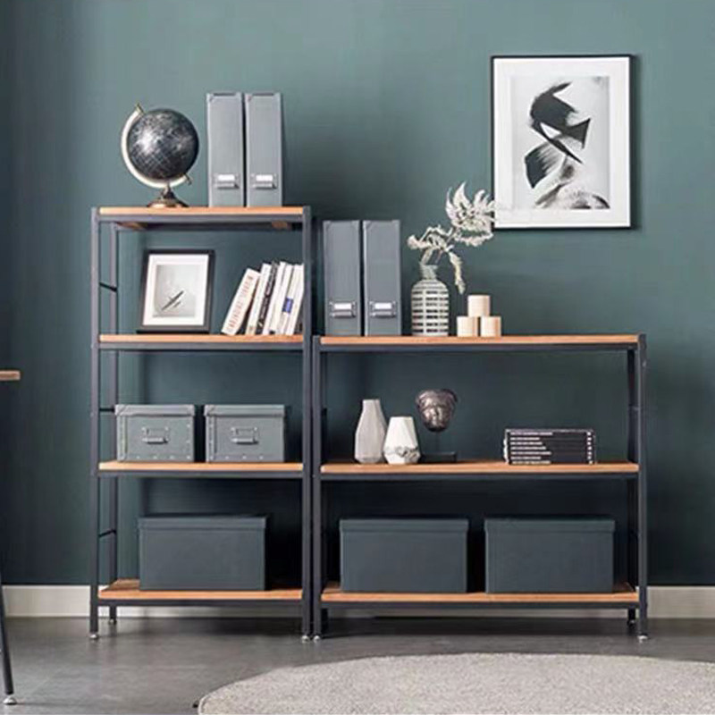 American Loft Iron Art Bookshelf Floor Solid Wood Separator Shelf Floor Kitchen Floor Shelf Bookcase Multilayer Containing shelf