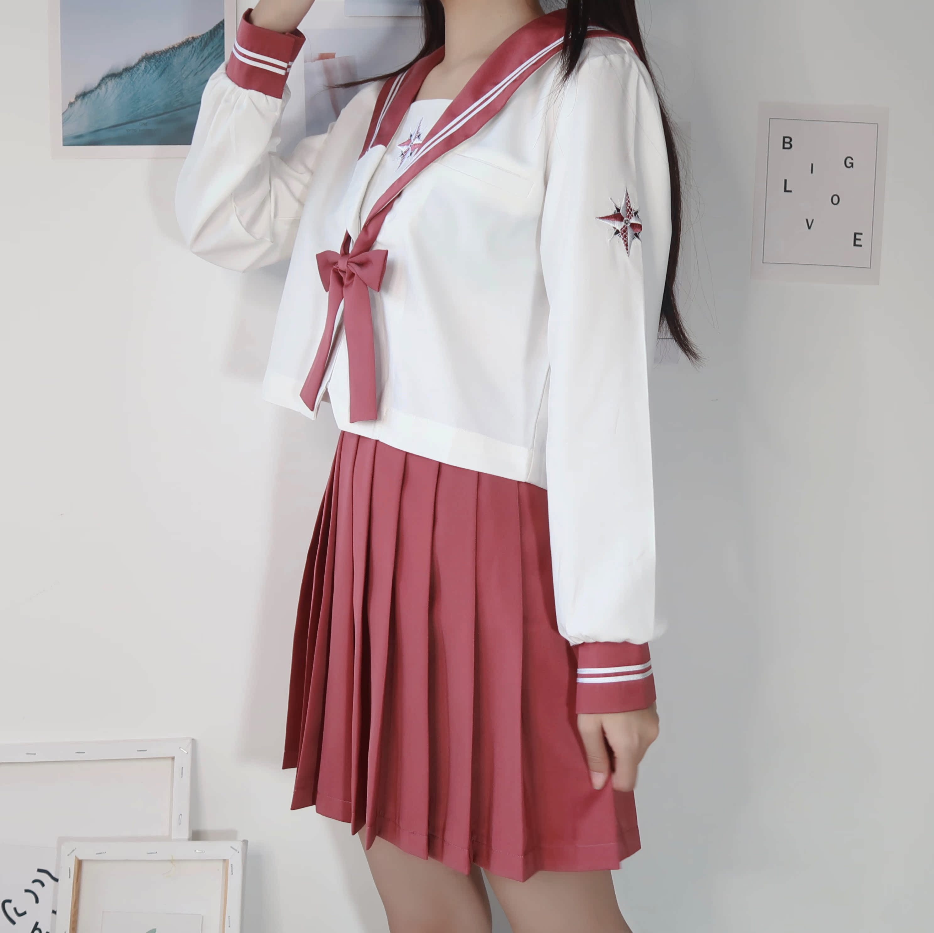 (Yu Ling) Xiaoxuan gốc chính thống đồng phục thủy thủ gió college student dài sleeveJK trường thống nhất phù hợp với lớp học phù hợp với tươi