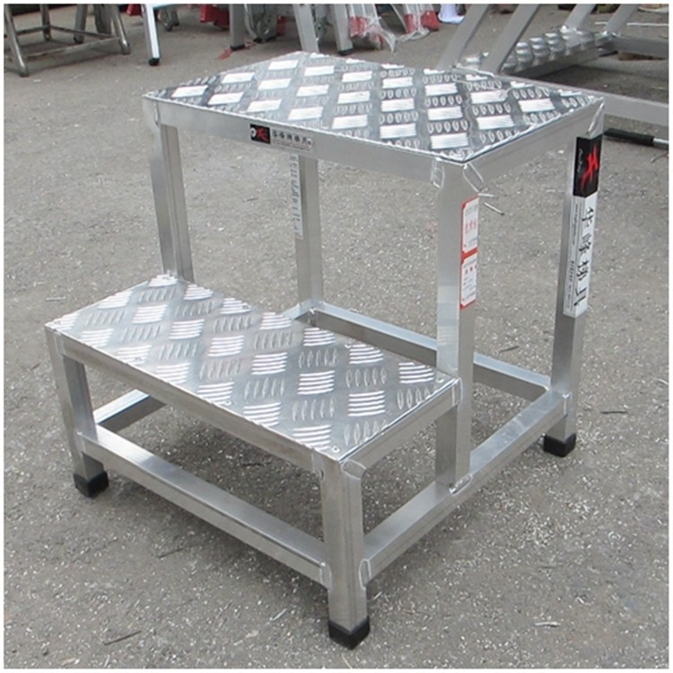 Custom industrial aluminum alloy step ladder workshop climbing platform two-step step stool pedal ladder safety ladder mobile work ladder