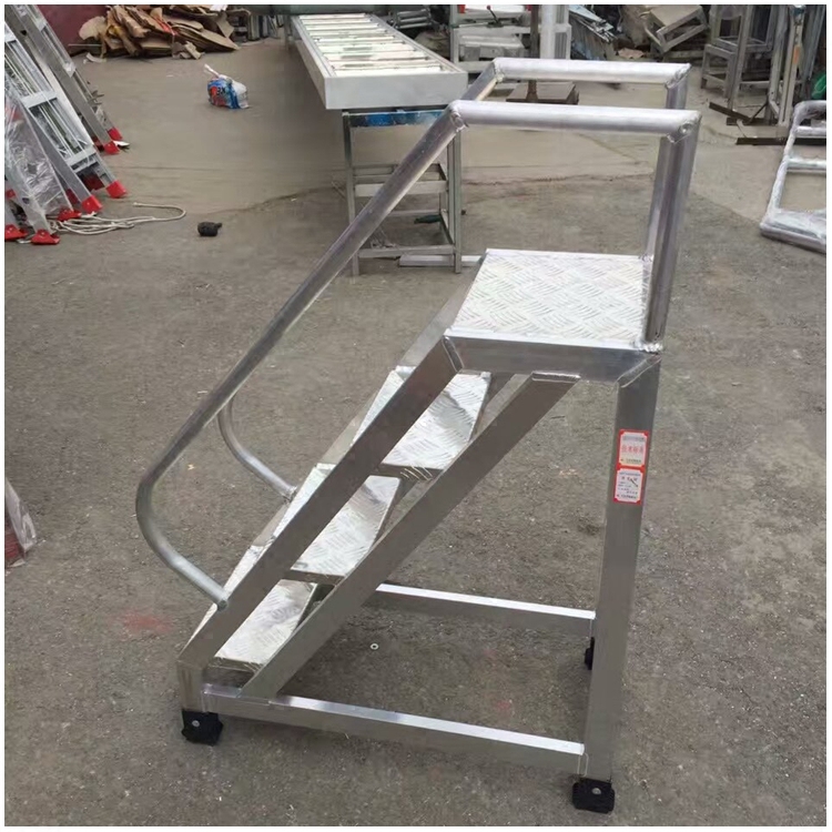 Aluminum alloy three or four five steps mobile platform industrial step step climbing ladder warehouse shelf workshop safety climbing elevator