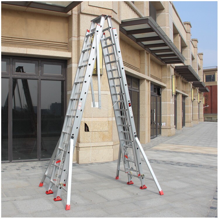 Thickened aluminum alloy telescopic ladder engineering ladder 5 6 7 8 m meters herringbone ladder lift cloud ladder folding ladder