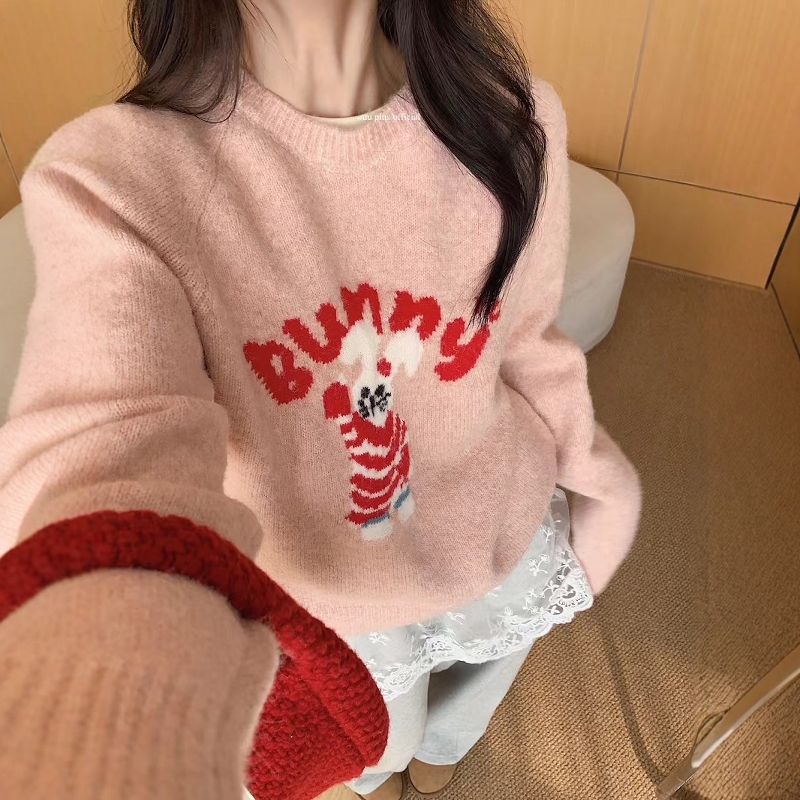 Cartoon Jacquard Sweater for Women, Autumn and Winter 2025 New Korean Style Animal Pattern Embroidered Knit Pullover Letter Top Cartoon Jacquard Sweater for Women, Autumn and Winter 2025 New Korean Style Animal Pattern Embroidered Knit Pullover Letter Top