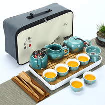 Travel tea set portable storage bag simple home outdoor car kung fu tea tray teapot teacup cover bowl