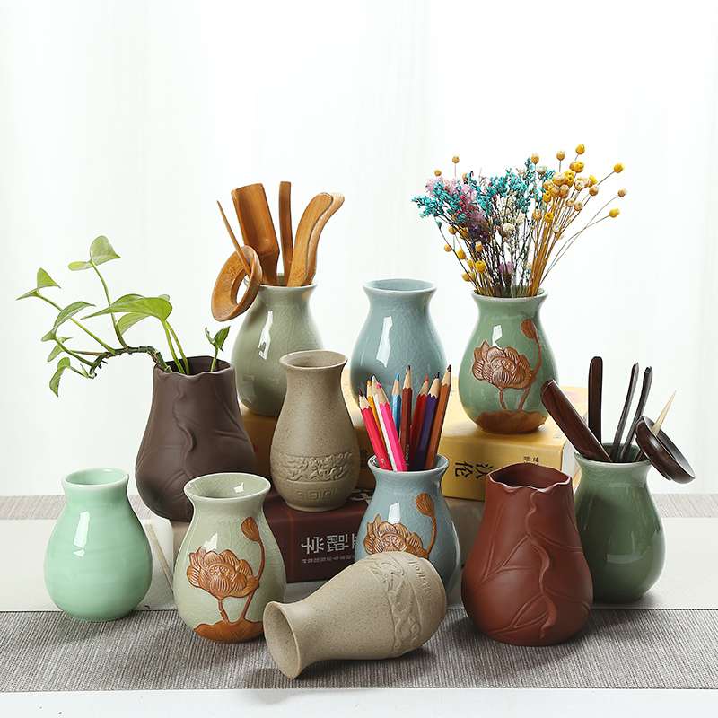 Ceramic Decoration Stoneware Vase Flower Arrangement Bedroom Fashion Home Living Room Decoration Kung Fu Tea Set Tea Ceremony Bucket - Taobao