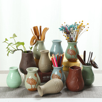 Ceramic hem Coarse Pottery Vase Flower Vase Flower flower Flower Instrumental Bedroom fashion Home Living Room Adornment Kongfu Tea with tea Doug bucket