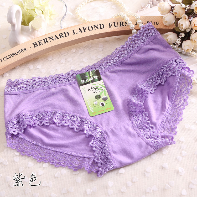 7 quần lót modal nữ đô thị phần mỏng mùa hè vẻ đẹp thoáng khí ren bên tre tóm tắt sợi cotton - Eo cao quần lót nam