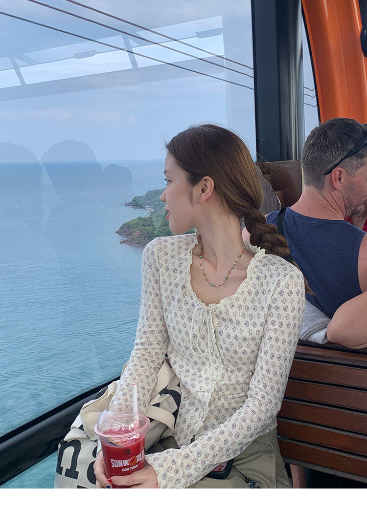 Tuuuh женский тонкий вязаный кардиган с длинными рукавами и цветочным принтом, приталенный с круглым вырезом