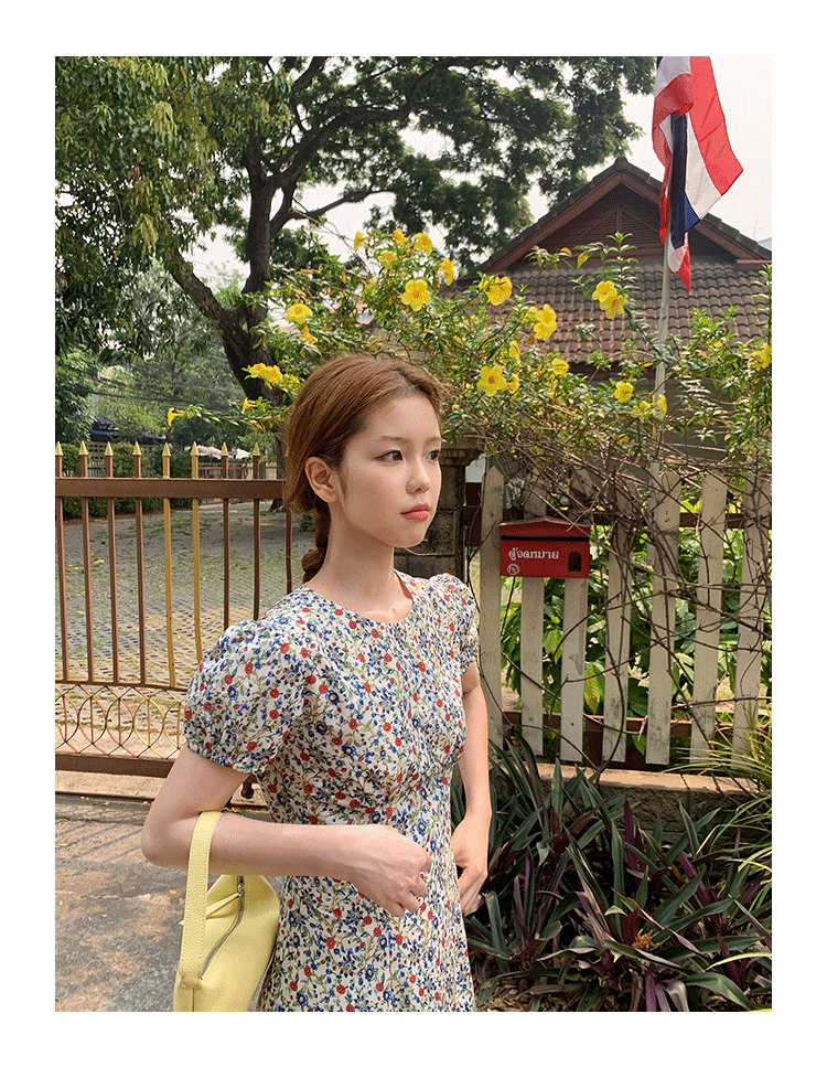 Tuuuh летнее платье с французским цветочным принтом, винтажное приталенное короткое А-силуэта с короткими рукавами для женщин