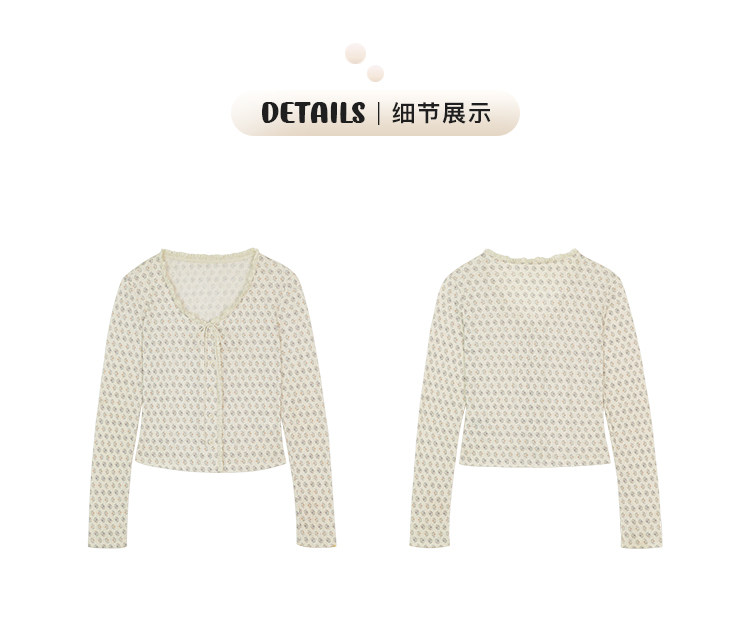 Tuuuh женский тонкий вязаный кардиган с длинными рукавами и цветочным принтом, приталенный с круглым вырезом