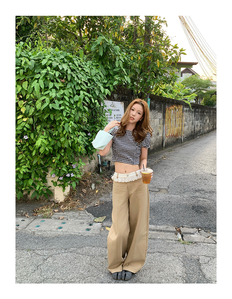 Tuuuh женские повседневные брюки с кружевной отделкой, широкие длинные брюки цвета хаки, весенняя коллекция