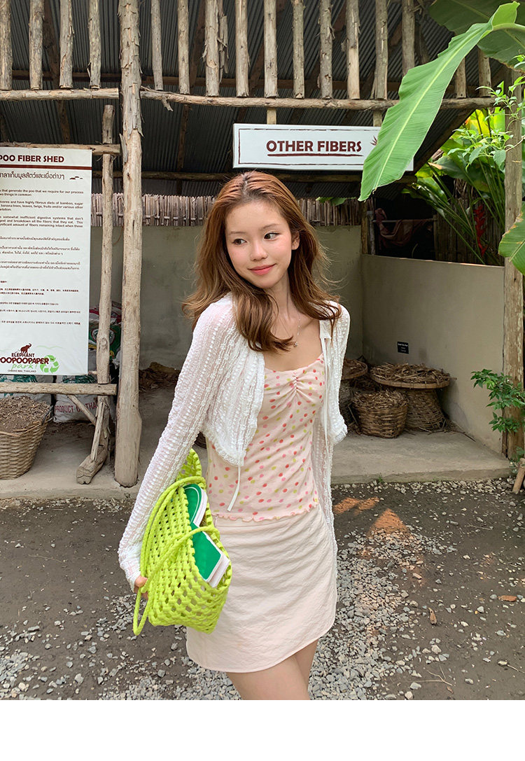 Tuuuh тонкий вязаный кардиган женский летний ажурный полупрозрачный короткий топ