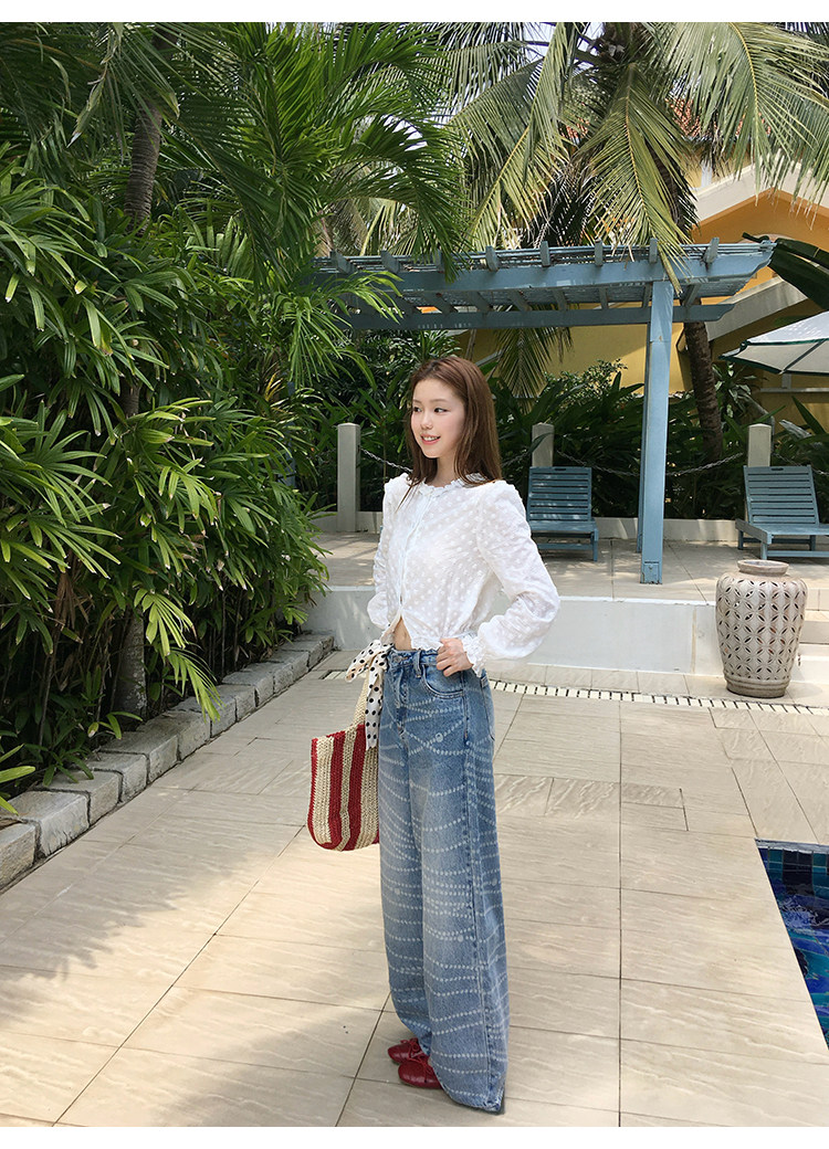 Tuuuh рубашка женская с французским кружевом круглый вырез длинный рукав весенняя новинка блузка базовая