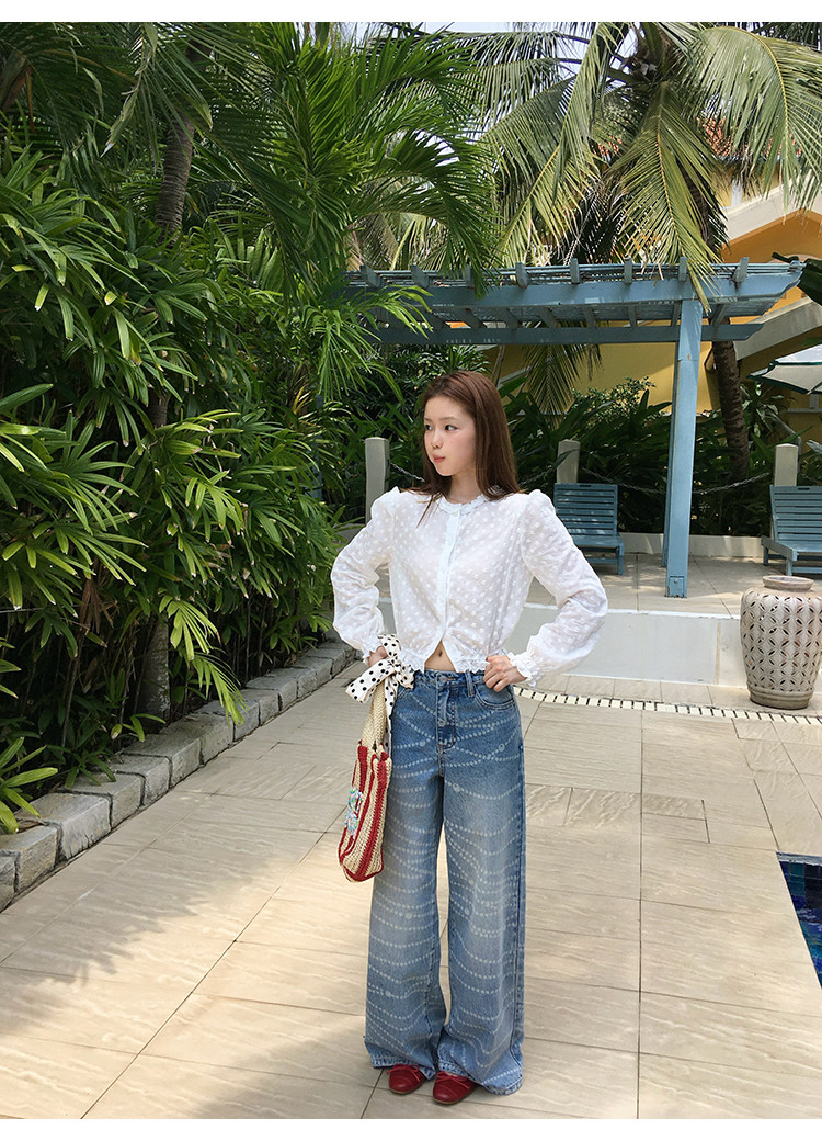 Tuuuh рубашка женская с французским кружевом круглый вырез длинный рукав весенняя новинка блузка базовая