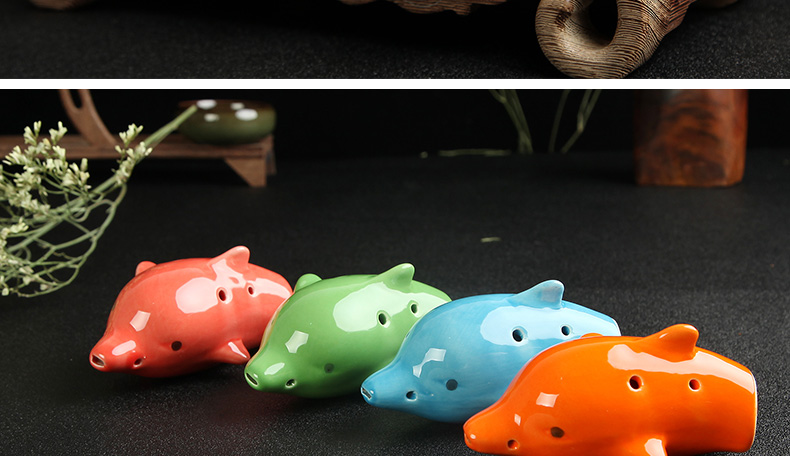 Mô hình phim hoạt hình cá heo Ocarina dành cho trẻ em Nhạc cụ Ocarina học sinh mới bắt đầu tự học sáo đào để gửi tài liệu giảng dạy sáu lỗ - Nhạc cụ dân tộc đàn nhị hồ