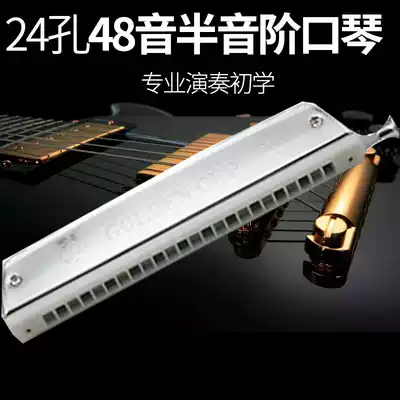 24 holes 48 chromatic harmonica beginners Children students use self-study blues to practice professional metal small musical instruments